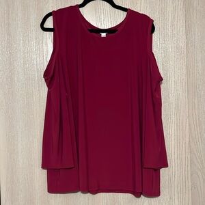 Red cold shoulder blouse